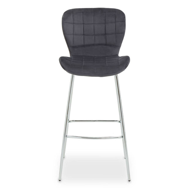 Warton Grey Velvet Bar Chair