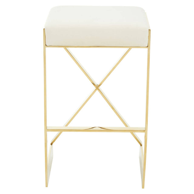 Azalea Ivory And Gold Finish Bar Stool