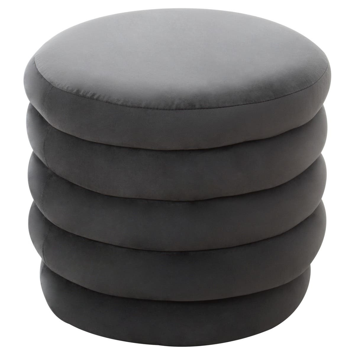 Helen Graphite Velvet Round Footstool