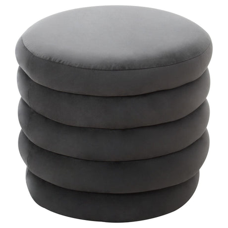 Helen Graphite Velvet Round Footstool