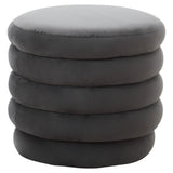 Helen Graphite Velvet Round Footstool
