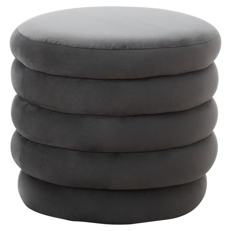 Helen Graphite Velvet Round Footstool