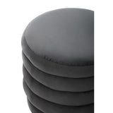 Helen Graphite Velvet Round Footstool