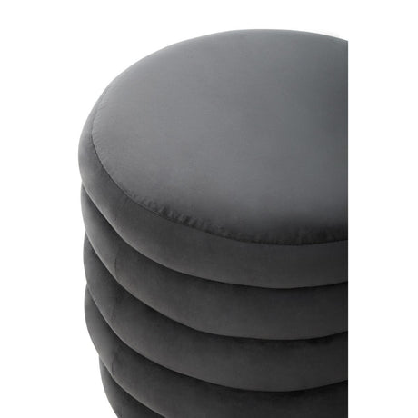 Helen Graphite Velvet Round Footstool