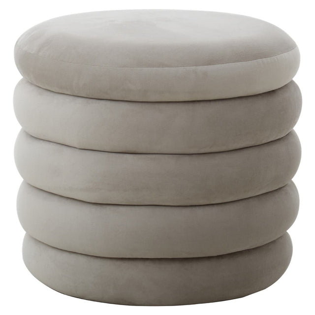 Helen Cream Velvet Round Footstool