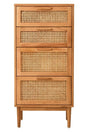 Lyon Rattan and Oak Three Drawer Wood Chest