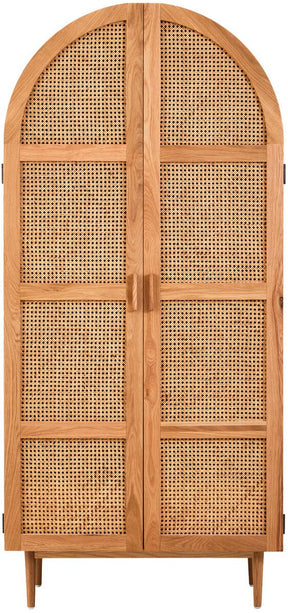 Lyon 2 Door Natural Rattan And Oak Cabinet