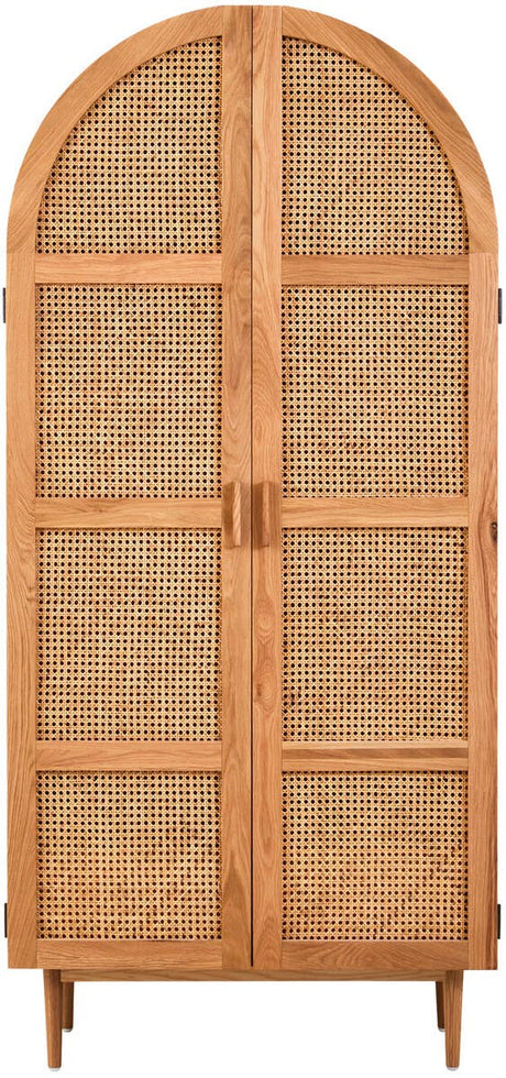 Lyon 2 Door Natural Rattan And Oak Cabinet
