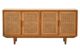 Lyon 4 Door Natural Rattan And Oak Sideboard