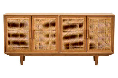Lyon 4 Door Natural Rattan And Oak Sideboard