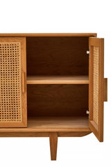 Lyon 4 Door Natural Rattan And Oak Sideboard