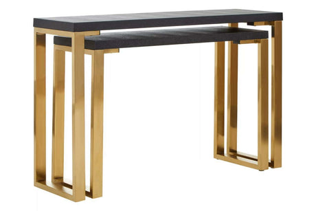 Cardoba Set Of Two Black Shagreen Console Tables