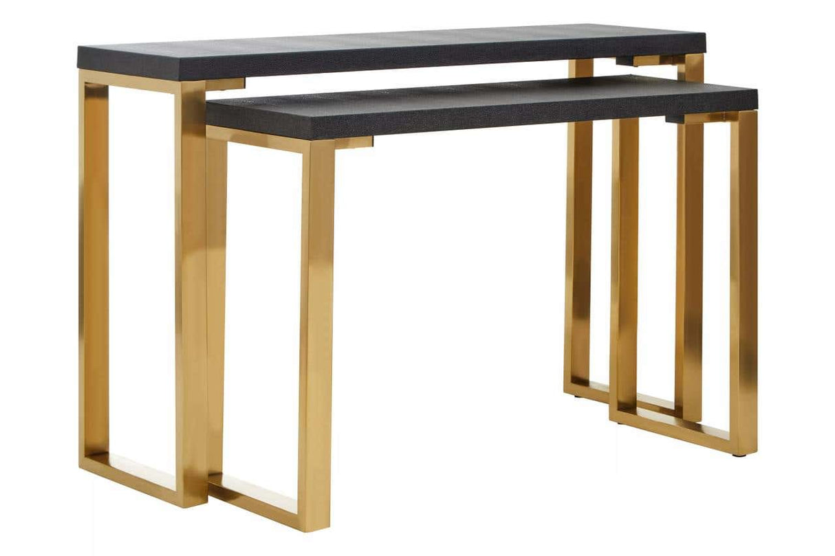 Cardoba Set Of Two Black Shagreen Console Tables