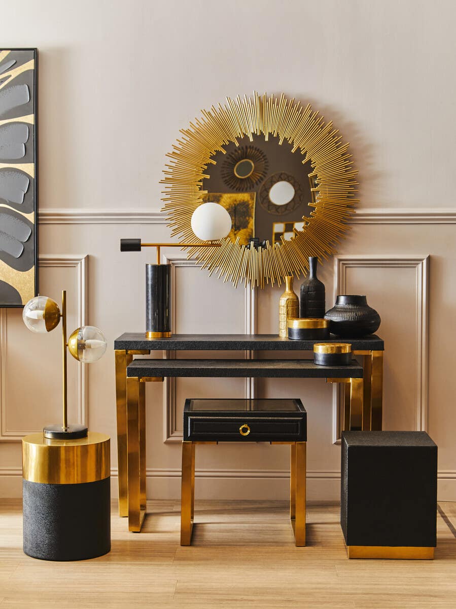 Cardoba Set Of Two Black Shagreen Console Tables