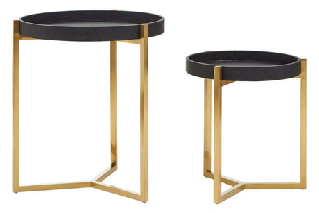 Cardoba Set Of Two Black Shagreen Tray Tables
