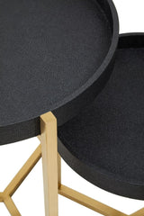 Cardoba Set Of Two Black Shagreen Tray Tables