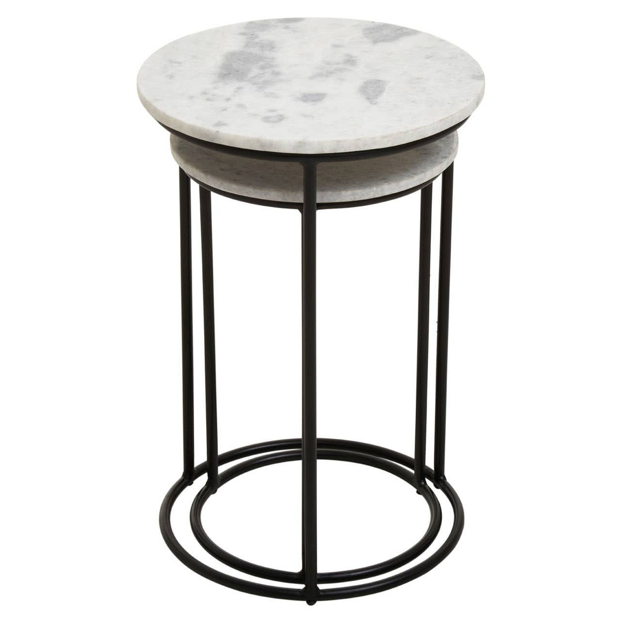 Mandoli Nest Of 2 White Marble Top Side Tables
