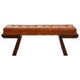 Inca Brown Leather Bench with Cedar Wood Angular Base