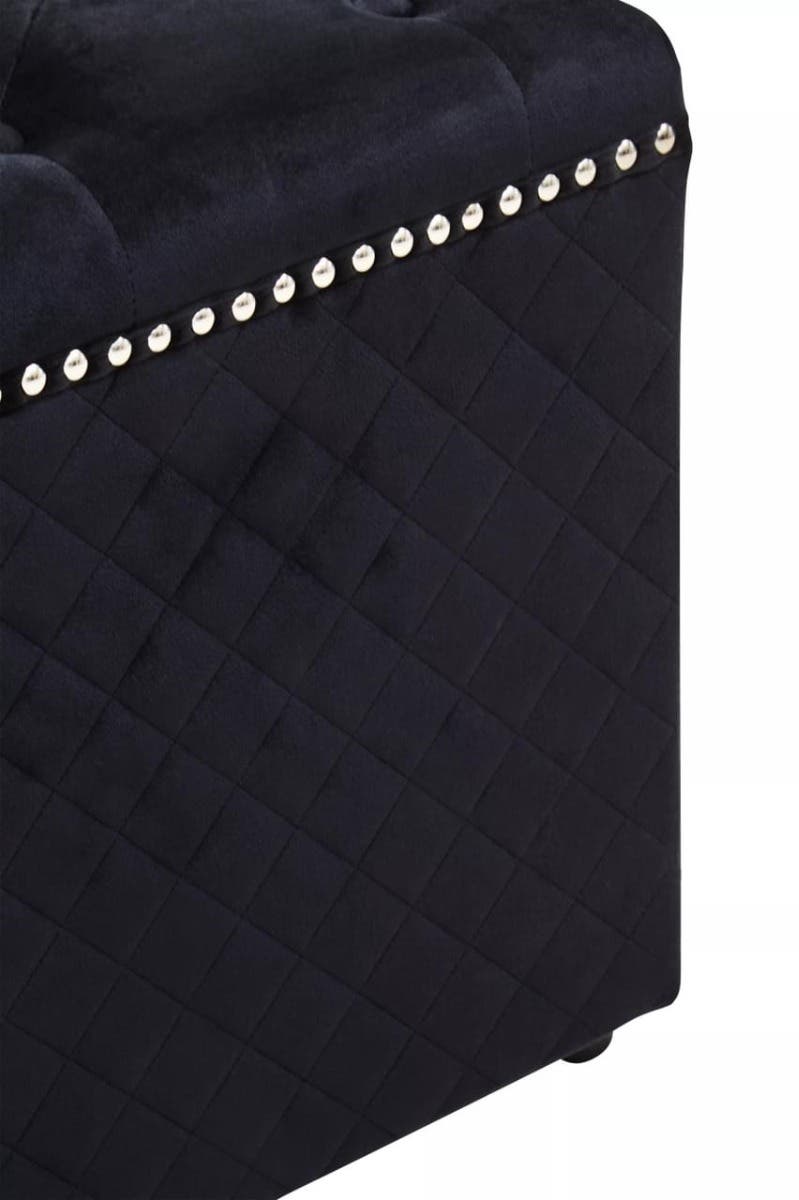 Zamora Square Black Velvet Ottoman