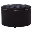 Zamora Round Black Velvet Ottoman