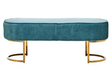 Zamora Green Velvet Ottoman Bench With Gold Finish Legs
