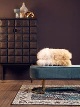 Zamora Green Velvet Ottoman Bench With Gold Finish Legs