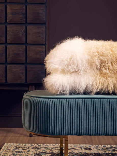 Zamora Green Velvet Ottoman Bench With Gold Finish Legs