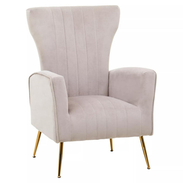 Zamora Mink Velvet Accent Chair With Gold Finish Legs