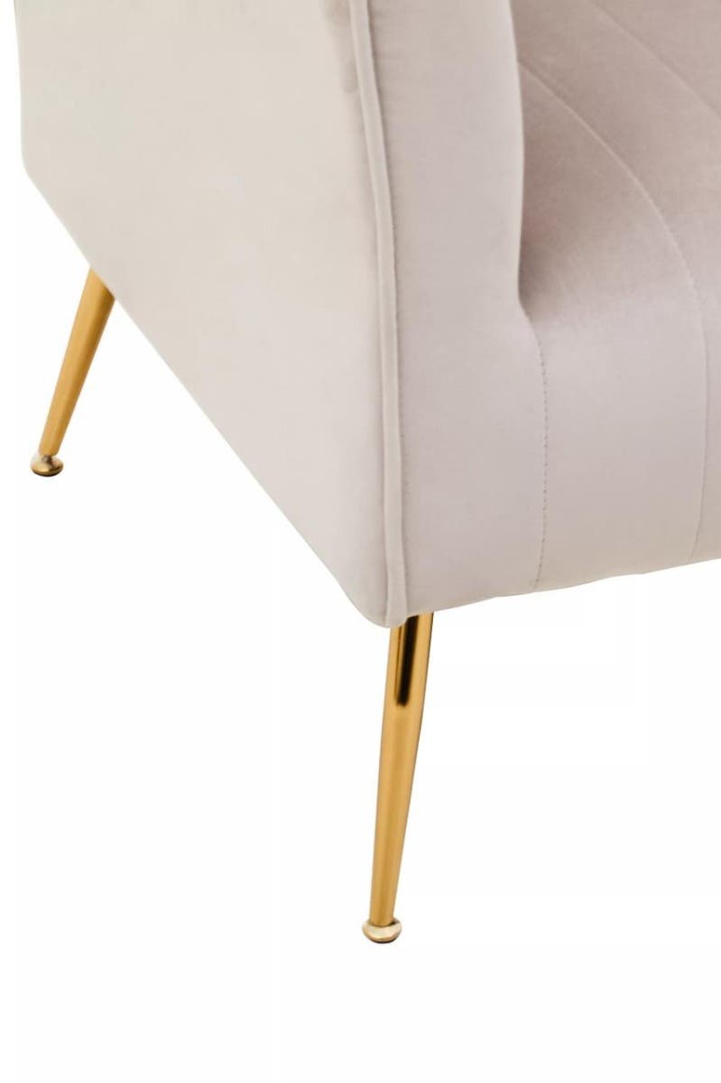 Zamora Mink Velvet Accent Chair With Gold Finish Legs