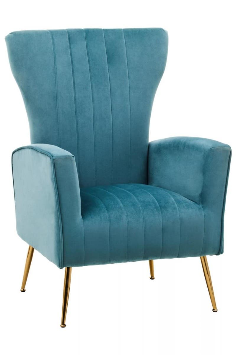 Zamora Green Velvet Accent Chair With Gold Finish Legs