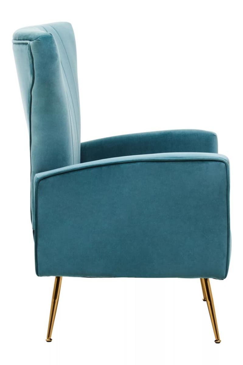 Zamora Green Velvet Accent Chair With Gold Finish Legs
