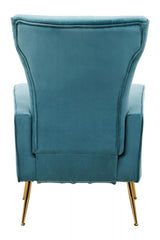 Zamora Green Velvet Accent Chair With Gold Finish Legs