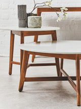 Myan White Marble Round Side Table