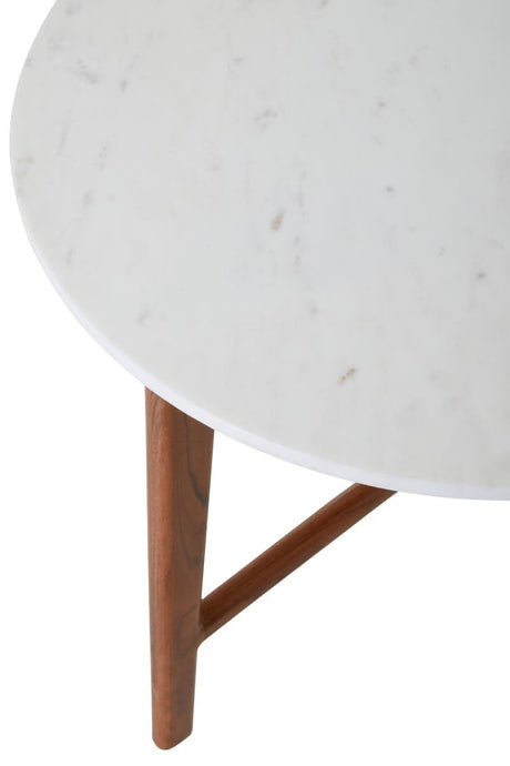 Myan White Marble Round Side Table
