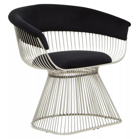 Vogue Black and Silver Velvet Chair