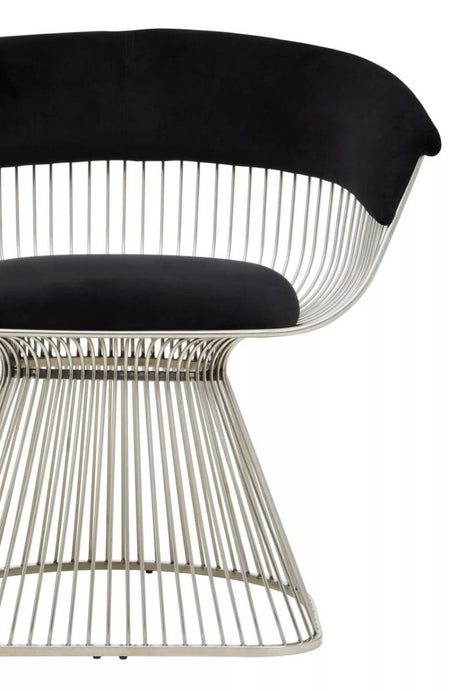 Vogue Black and Silver Velvet Chair