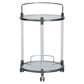 Oria White Glass Bar Trolley