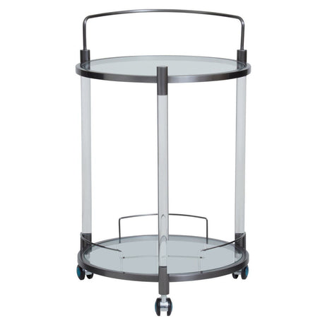 Oria White Glass Bar Trolley