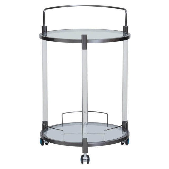 Oria White Glass Bar Trolley