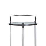 Oria White Glass Bar Trolley