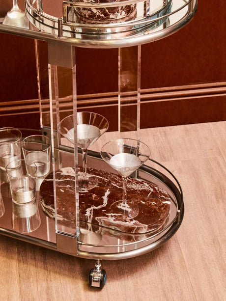 Oria Mirrored Trolley With Cool Metallic Frame