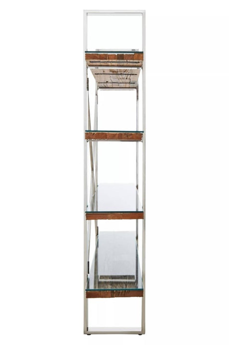 Kerala Natural Wood Four Tier Shelf Unit