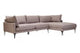 Troyes Grey Three Seat Right Chaise Sofa