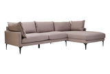 Troyes Grey Three Seat Right Chaise Sofa
