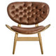 Vinsi Brown Leather Effect Chair with Elm Wood Frame