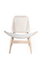Vinsi Grey Fabric and Washed Elm Wood Chair with Cane Back