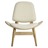 Vinsi Beige Fabric and Washed Elm Wood Chair