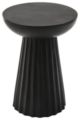 Walsa Black Finish Mango Wood Carved Ridge Side Table