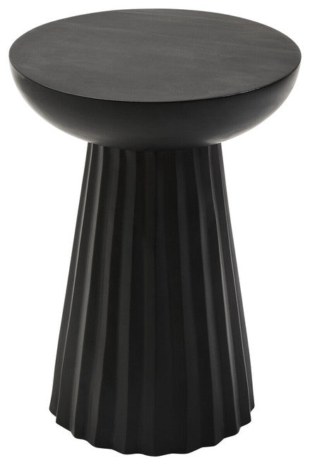 Walsa Black Finish Mango Wood Carved Ridge Side Table