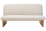 Parova Cream Linen Textured 2 Seater Armless Sofa With Wood Base